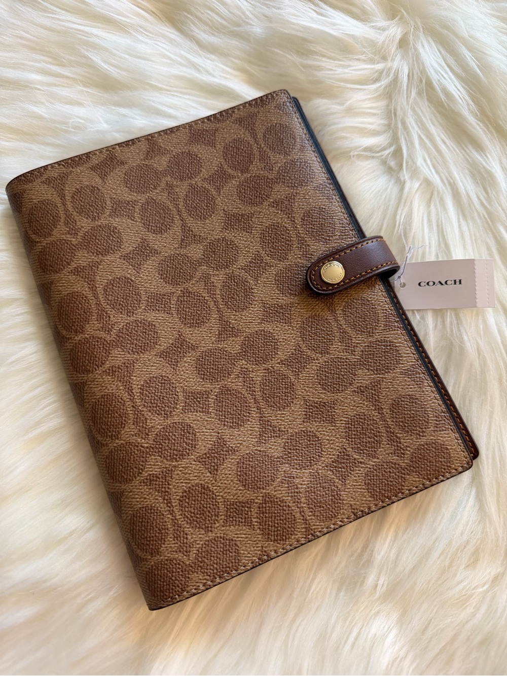 Coach Notebook Brown Monogram Coated Canvas Smooth Leather CZ198